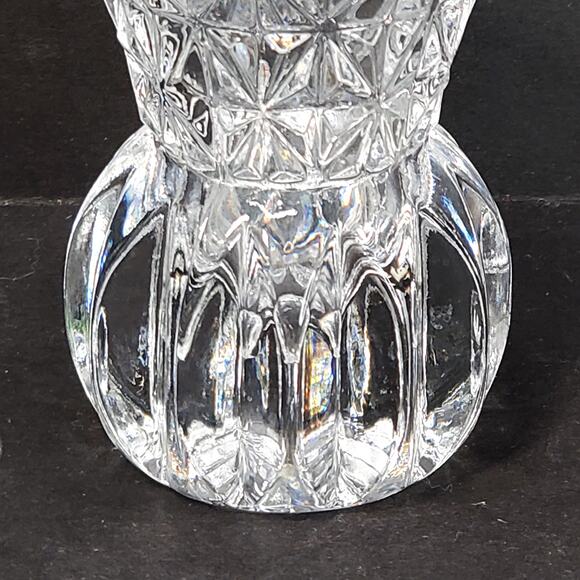 Vtg Cut Crystal Toothpick Holder Clear Mini Vase Sawtooth Edge Decor Minimalist - Picture 4 of 7